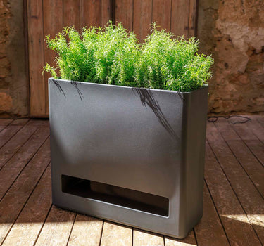 Jardinera alta rectangular con ruedas BROMELIA 28