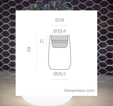 Macetero redondo con luz CAMELIA HIGH