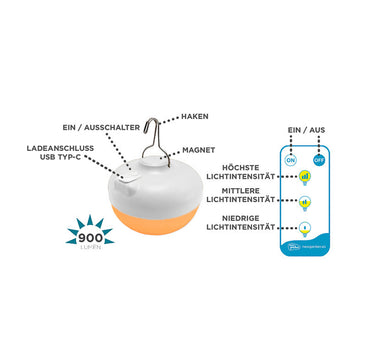 Bombilla portátil recargable CHERRY WARM (1800K)