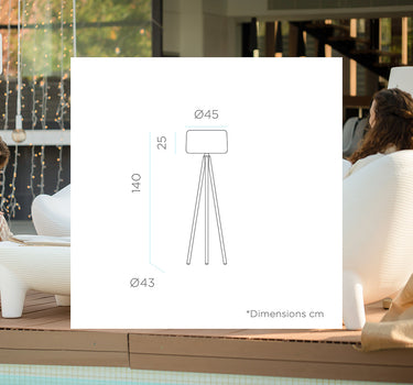 LÁMPARA DE PIE DE DISEÑO CON PATAS DE MADERA CHLOE 140