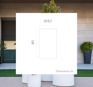 Macetero alto y redondo de color HORTENSIA 40 HIGH