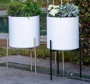 MACETERO DE PIE: SOPORTE LIFT + HORTENSIA 30 BLANCO
