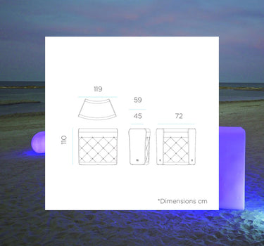 Barra de Bar Curva con Luz Ibiza 120