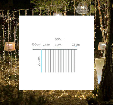 GUIRNALDA CORTINA DE LUCES PARA EXTERIOR LUCEO 3x2