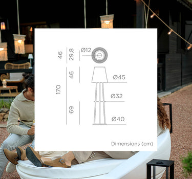 Lámpara de pie sin cables con carga solar OKINAWA
