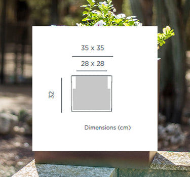 MACETERO CUADRADO DE COLOR NARCISO 35