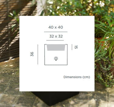 Macetero cuadrado con luz NARCISO 40