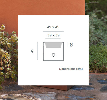 Macetero cuadrado con luz NARCISO 50