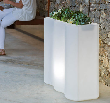 Macetero rectangular con luz PALMERA