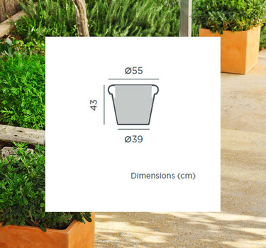 Macetero redondo de color ROSA 55 RÚSTICA