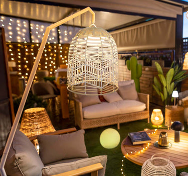 Lámpara de pie en color blanco y sin cables SANTORINI