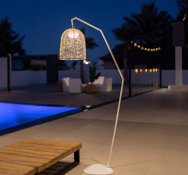 Lámpara de pie en color blanco y sin cables SANTORINI