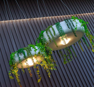 Macetero redondo colgante con iluminación sin cables ELBA 39