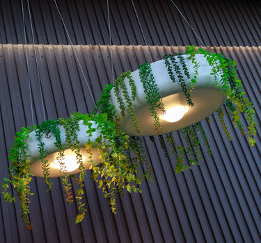 Macetero redondo colgante con iluminación sin cables ELBA 59