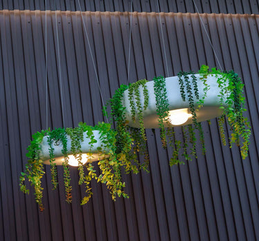 Macetero redondo colgante con iluminación sin cables ELBA 39