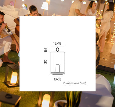 Farol metálico portátil sin cables con efecto llama/fijo SIROCO