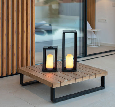 Farol metálico portátil sin cables con efecto llama/fijo SIROCO