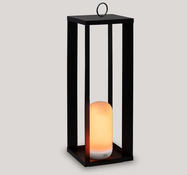 Farol metálico portátil sin cables con efecto llama/fijo SIROCO