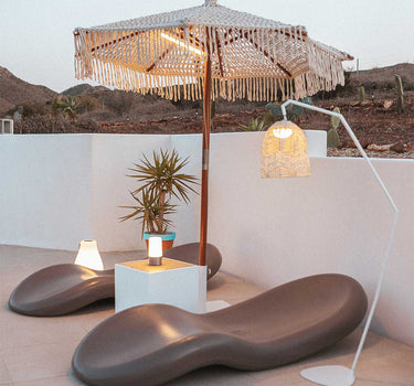 Sombrilla hecha de macramé BINIBECA para exterior ø210x229cm