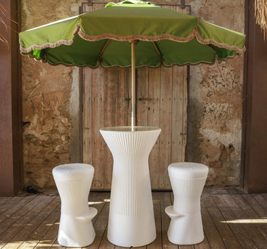 Sombrilla vintage verde con flecos TULUM ø230