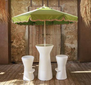 Sombrilla vintage verde con flecos TULUM ø230