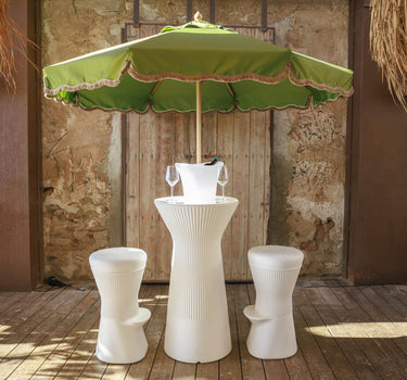 Sombrilla vintage verde con flecos TULUM ø230