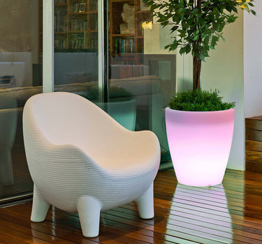 Macetero redondo con luz VIOLETA 55