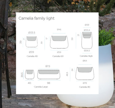 Macetero redondo con luz CAMELIA 40