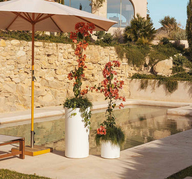 Macetero alto y redondo de color HORTENSIA 40 HIGH