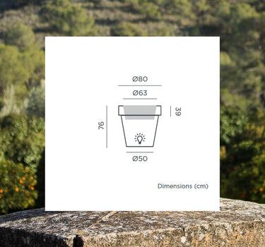 Macetero grande con luz MAGNOLIA 80CM