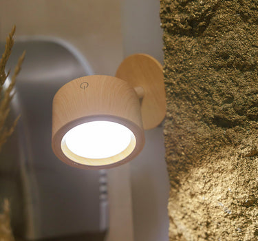 Aplique de pared redondo sin cables para interior ROLL 8 Wood y Marble