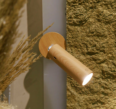 Aplique de pared redondo sin cables para interior ROLL 8 Wood y Marble