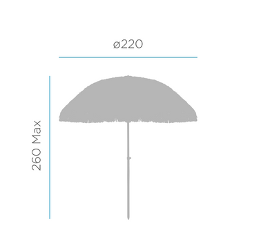 Sombrilla hawaiana de acero para exterior ø220 x 230cm